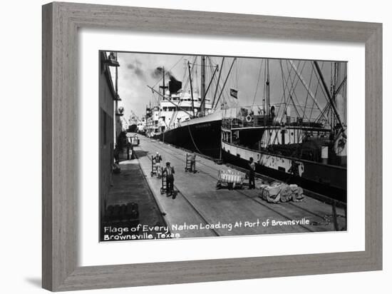 Brownsville, Texas - Ships Docked in Port-Lantern Press-Framed Art Print