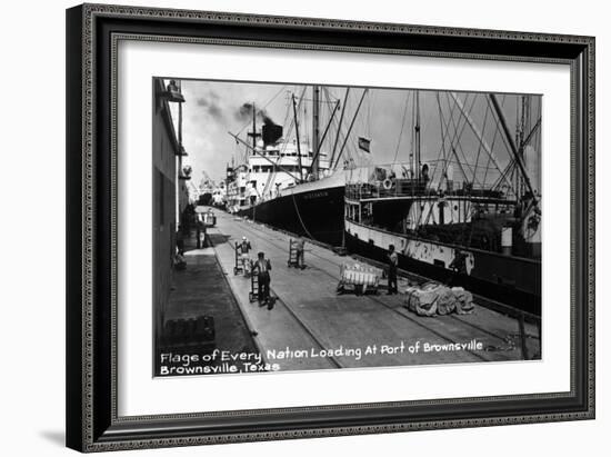 Brownsville, Texas - Ships Docked in Port-Lantern Press-Framed Art Print