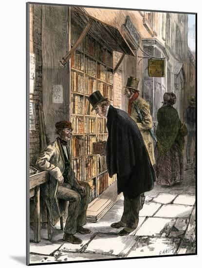 Browsers at a Sidewalk Bookstall, 1800s-null-Mounted Giclee Print