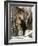 Browsers at a Sidewalk Bookstall, 1800s-null-Framed Giclee Print