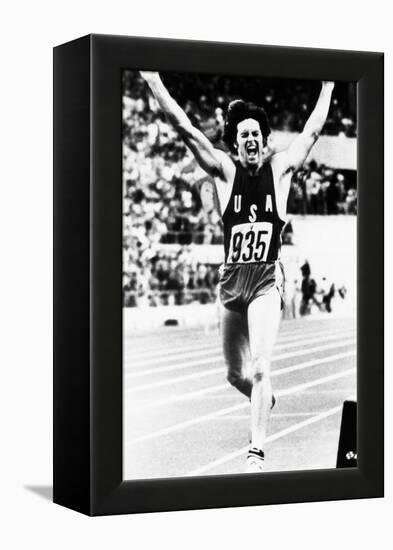Bruce Jenner Just after Crossing the Finish Line to Win the Decathlon-null-Framed Stretched Canvas