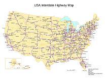 Usa With Interstate Highways, States And Names-Bruce Jones-Laminated Art Print