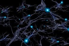 Neurons brain cells with electrical firing.-Bruce Rolff-Framed Art Print