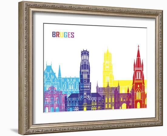 Bruges Skyline Pop-paulrommer-Framed Art Print