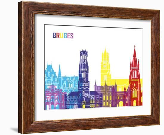 Bruges Skyline Pop-paulrommer-Framed Art Print