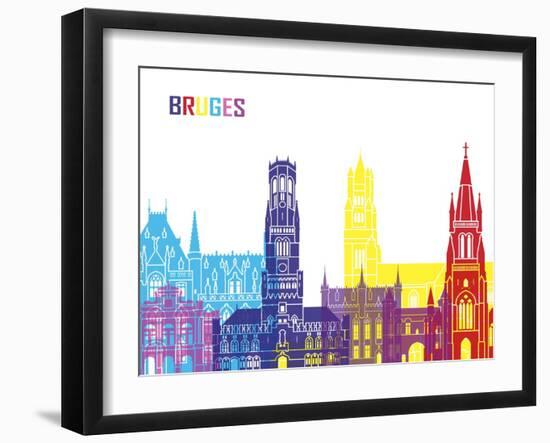 Bruges Skyline Pop-paulrommer-Framed Art Print