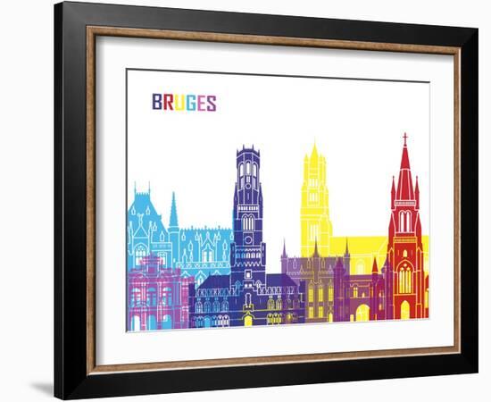 Bruges Skyline Pop-paulrommer-Framed Art Print