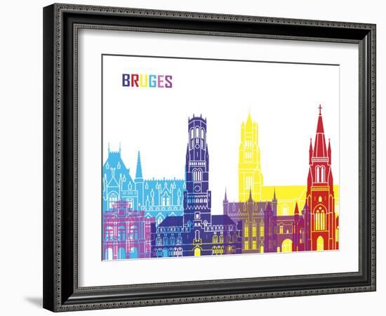 Bruges Skyline Pop-paulrommer-Framed Art Print