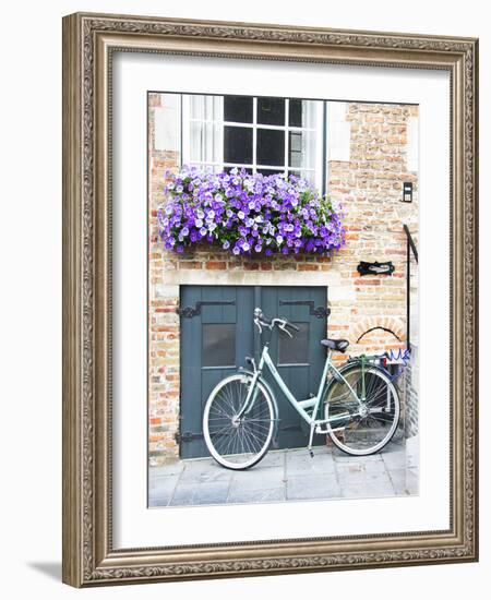 Brugge Door and Bicycle-George Johnson-Framed Photographic Print