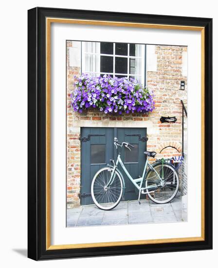 Brugge Door and Bicycle-George Johnson-Framed Photographic Print