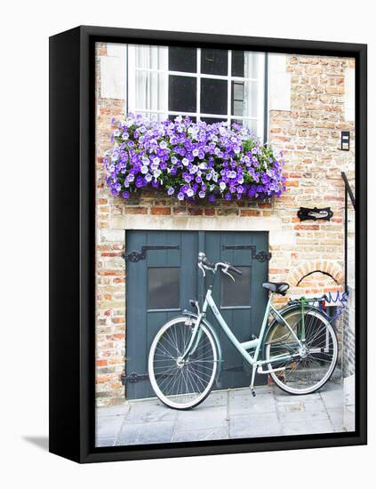 Brugge Door and Bicycle-George Johnson-Framed Premier Image Canvas