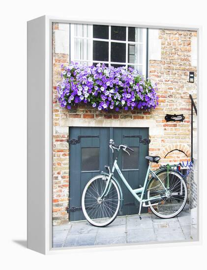 Brugge Door and Bicycle-George Johnson-Framed Premier Image Canvas