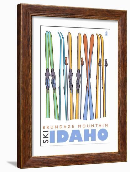 Brundage Mountain, Idaho, Skis in the Snow-Lantern Press-Framed Art Print