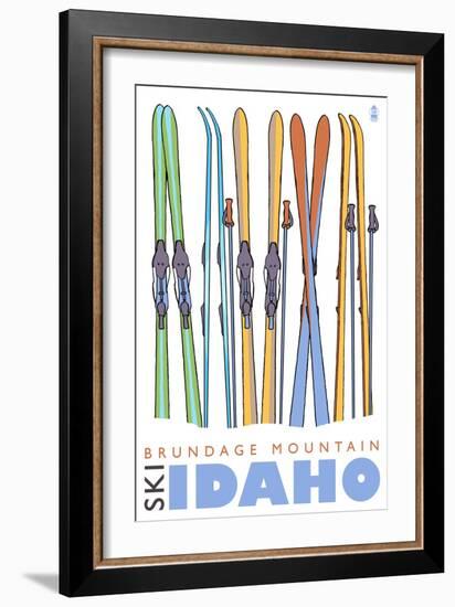 Brundage Mountain, Idaho, Skis in the Snow-Lantern Press-Framed Art Print