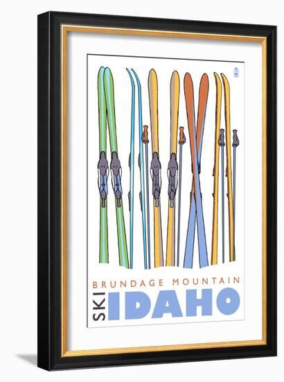 Brundage Mountain, Idaho, Skis in the Snow-Lantern Press-Framed Art Print