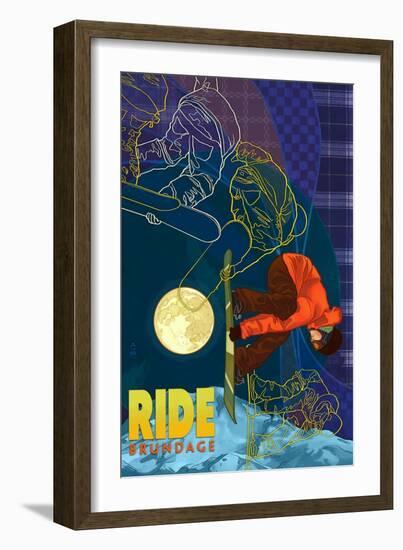 Brundage Mountain, Idaho - Timelapse Snowboarder-Lantern Press-Framed Art Print