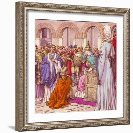 Brunehilda, Queen of the Burgundians, Expells Columbanus-Pat Nicolle-Framed Giclee Print