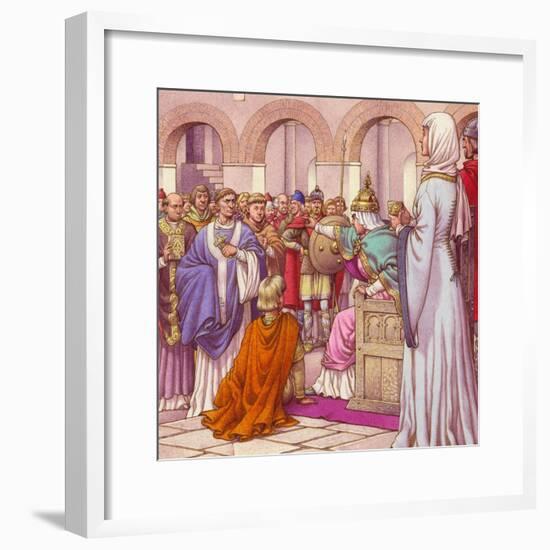 Brunehilda, Queen of the Burgundians, Expells Columbanus-Pat Nicolle-Framed Giclee Print