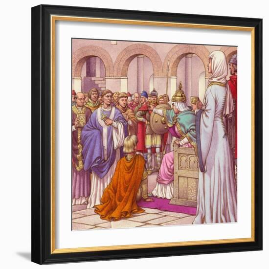 Brunehilda, Queen of the Burgundians, Expells Columbanus-Pat Nicolle-Framed Giclee Print