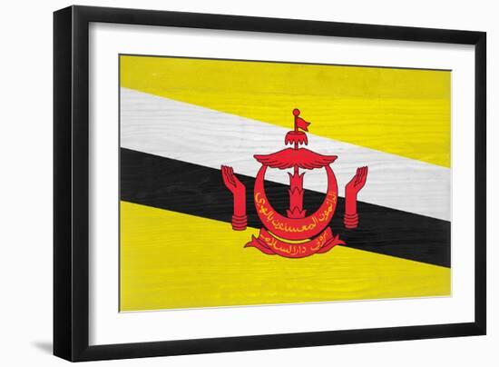 Brunei Flag Design with Wood Patterning - Flags of the World Series-Philippe Hugonnard-Framed Art Print