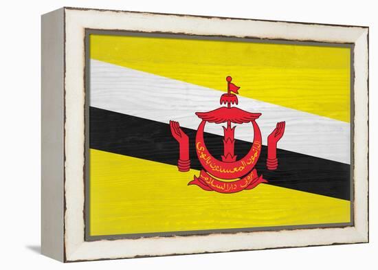 Brunei Flag Design with Wood Patterning - Flags of the World Series-Philippe Hugonnard-Framed Stretched Canvas