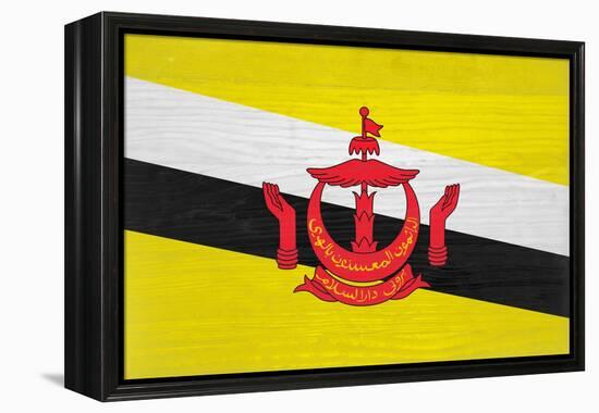 Brunei Flag Design with Wood Patterning - Flags of the World Series-Philippe Hugonnard-Framed Stretched Canvas