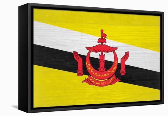 Brunei Flag Design with Wood Patterning - Flags of the World Series-Philippe Hugonnard-Framed Stretched Canvas