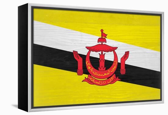 Brunei Flag Design with Wood Patterning - Flags of the World Series-Philippe Hugonnard-Framed Stretched Canvas