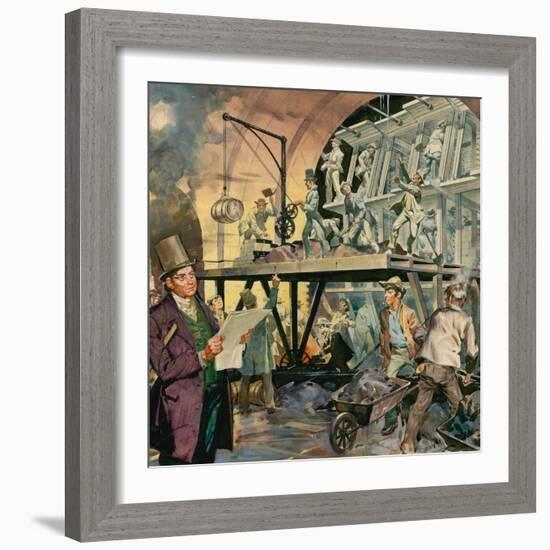 Brunel Supervising Tunnel Construction-McConnell-Framed Giclee Print