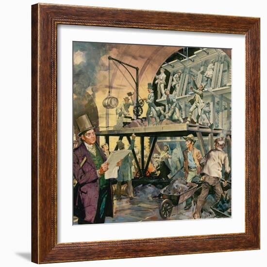 Brunel Supervising Tunnel Construction-McConnell-Framed Giclee Print