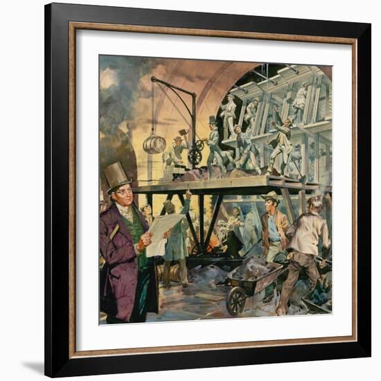 Brunel Supervising Tunnel Construction-McConnell-Framed Giclee Print