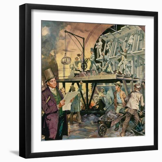 Brunel Supervising Tunnel Construction-McConnell-Framed Giclee Print