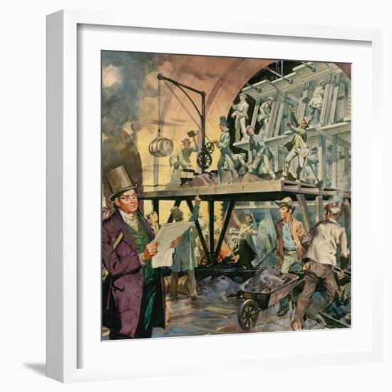 Brunel Supervising Tunnel Construction-McConnell-Framed Giclee Print