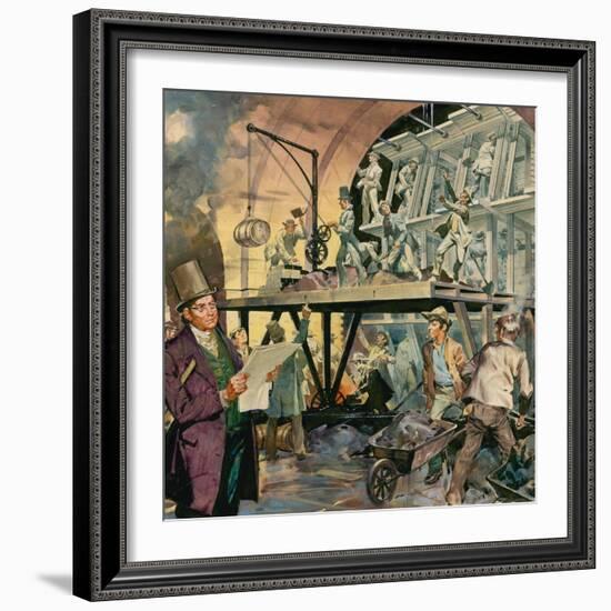 Brunel Supervising Tunnel Construction-McConnell-Framed Giclee Print