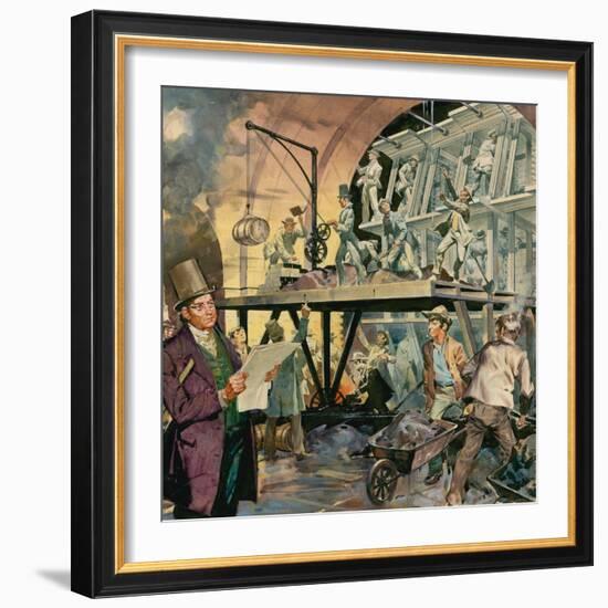 Brunel Supervising Tunnel Construction-McConnell-Framed Giclee Print