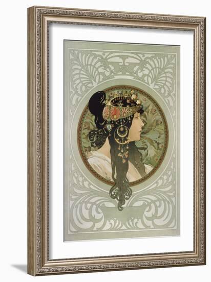 Brunette, 1897-Alphonse Mucha-Framed Giclee Print