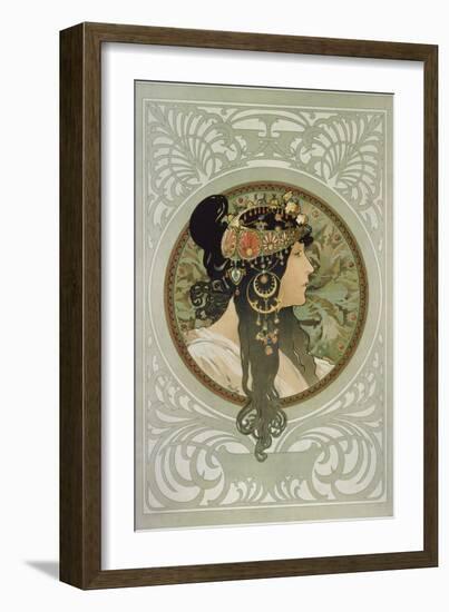 Brunette, 1897-Alphonse Mucha-Framed Giclee Print