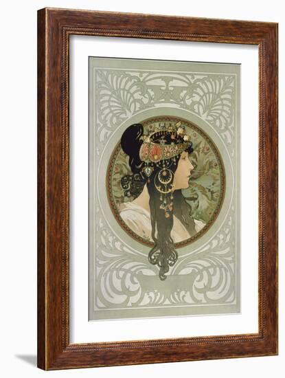 Brunette, 1897-Alphonse Mucha-Framed Giclee Print