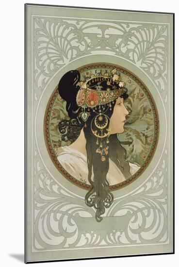 Brunette, 1897-Alphonse Mucha-Mounted Giclee Print