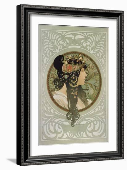 Brunette, 1897-Alphonse Mucha-Framed Giclee Print