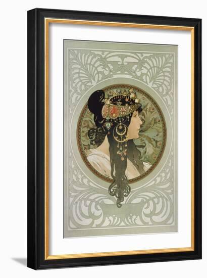 Brunette, 1897-Alphonse Mucha-Framed Giclee Print