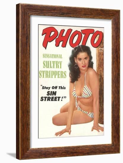 Brunette in Bikini, Sin Street-null-Framed Art Print