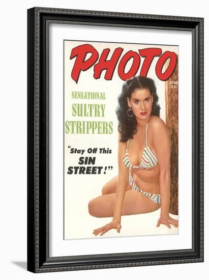 Brunette in Bikini, Sin Street-null-Framed Art Print