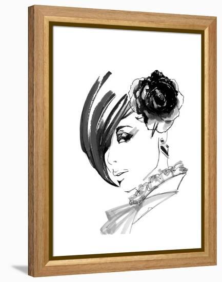 Brunette with Rose-FS Studio-Framed Premier Image Canvas