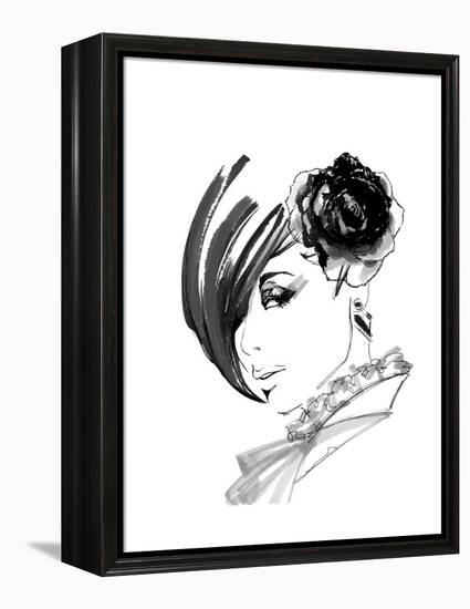 Brunette with Rose-FS Studio-Framed Premier Image Canvas