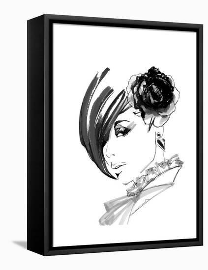 Brunette with Rose-FS Studio-Framed Premier Image Canvas