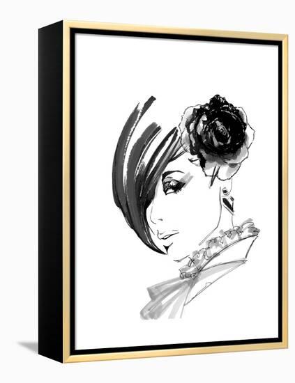 Brunette with Rose-FS Studio-Framed Premier Image Canvas