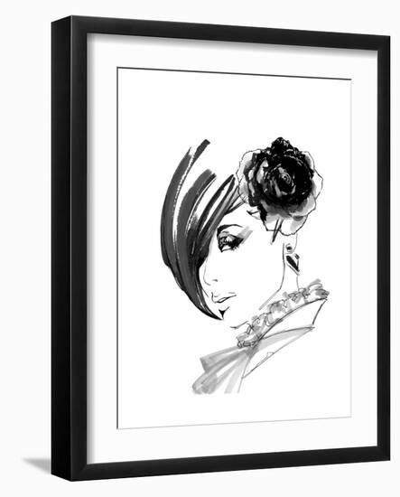 Brunette with Rose-FS Studio-Framed Giclee Print