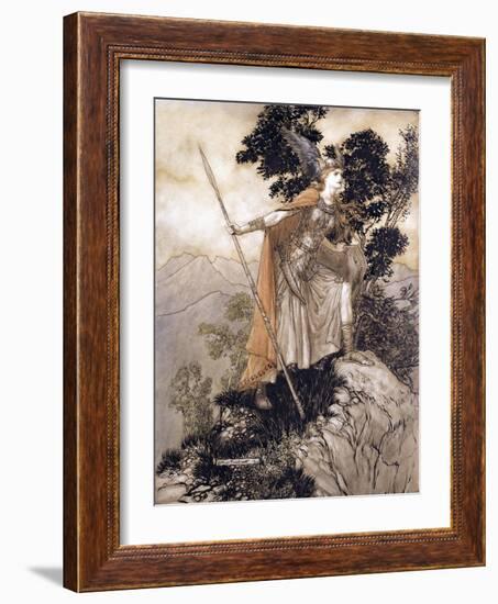 Brunhilde, Illustration from 'The Rhinegold and the Valkyrie' by Richard Wagner, 1910-Arthur Rackham-Framed Giclee Print