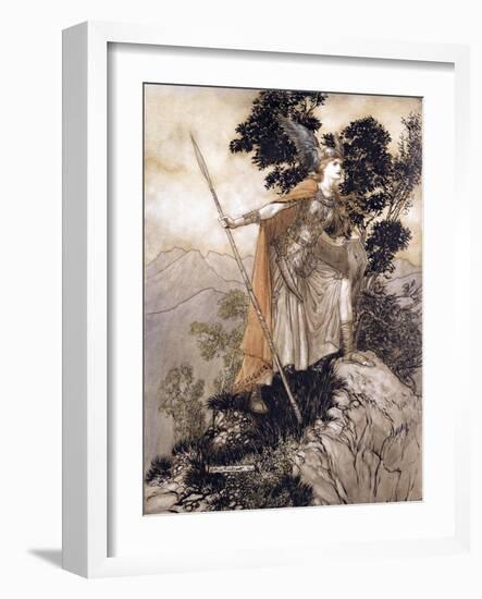 Brunhilde, Illustration from 'The Rhinegold and the Valkyrie' by Richard Wagner, 1910-Arthur Rackham-Framed Giclee Print